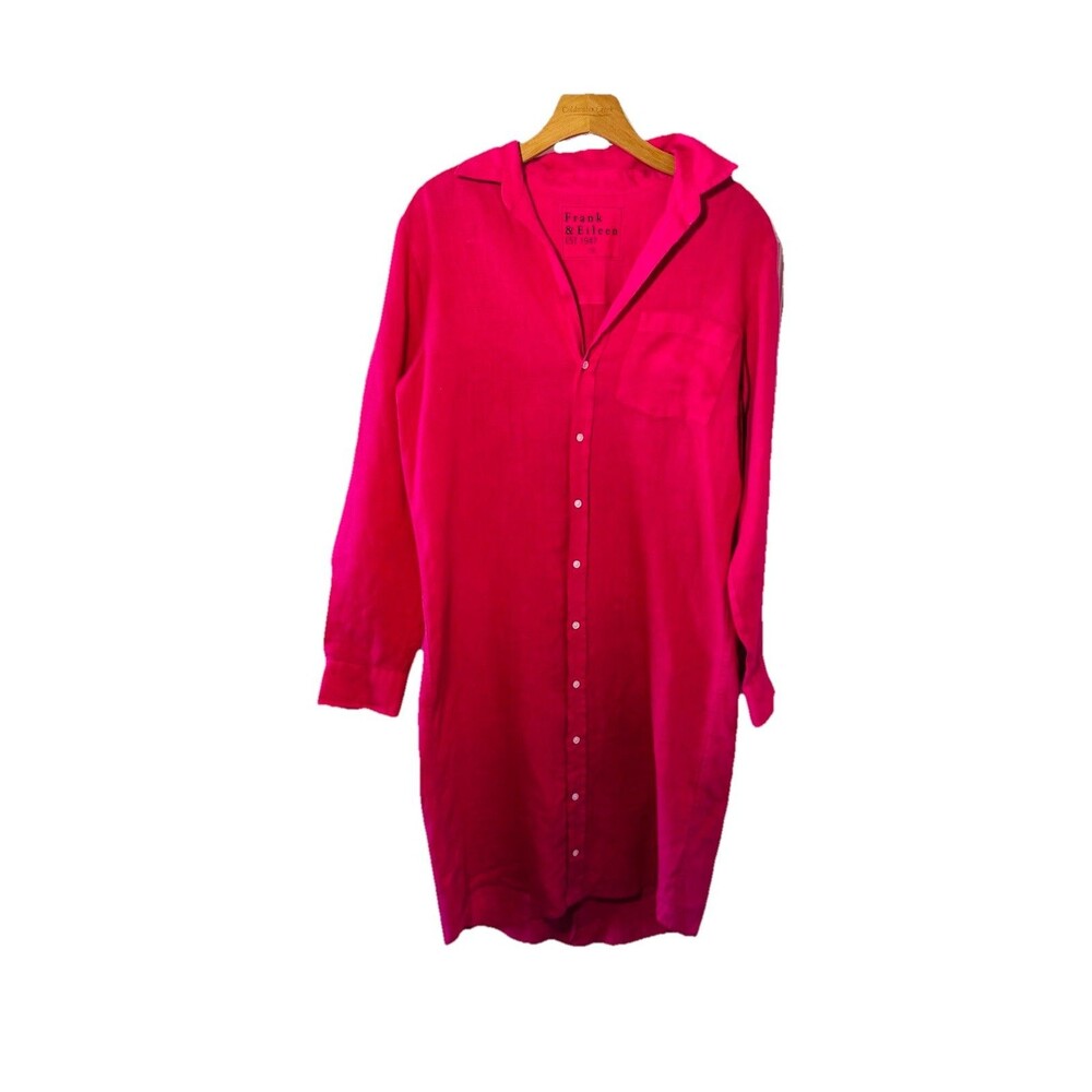 Frank & Eileen Top Shirt Small Adult Pink Mary Button Up Shirtdress Pocket Women - Picture 5 of 16